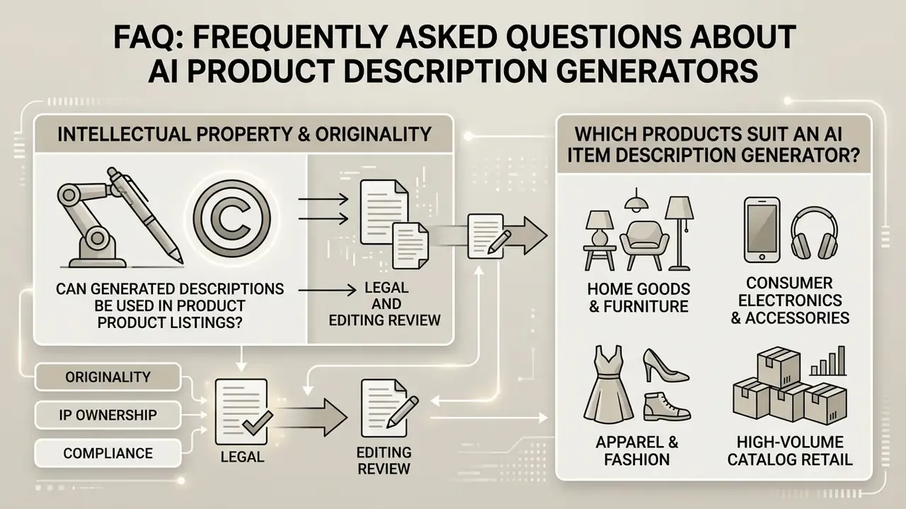 Visual guide covering intellectual property considerations and suitable product categories for automation