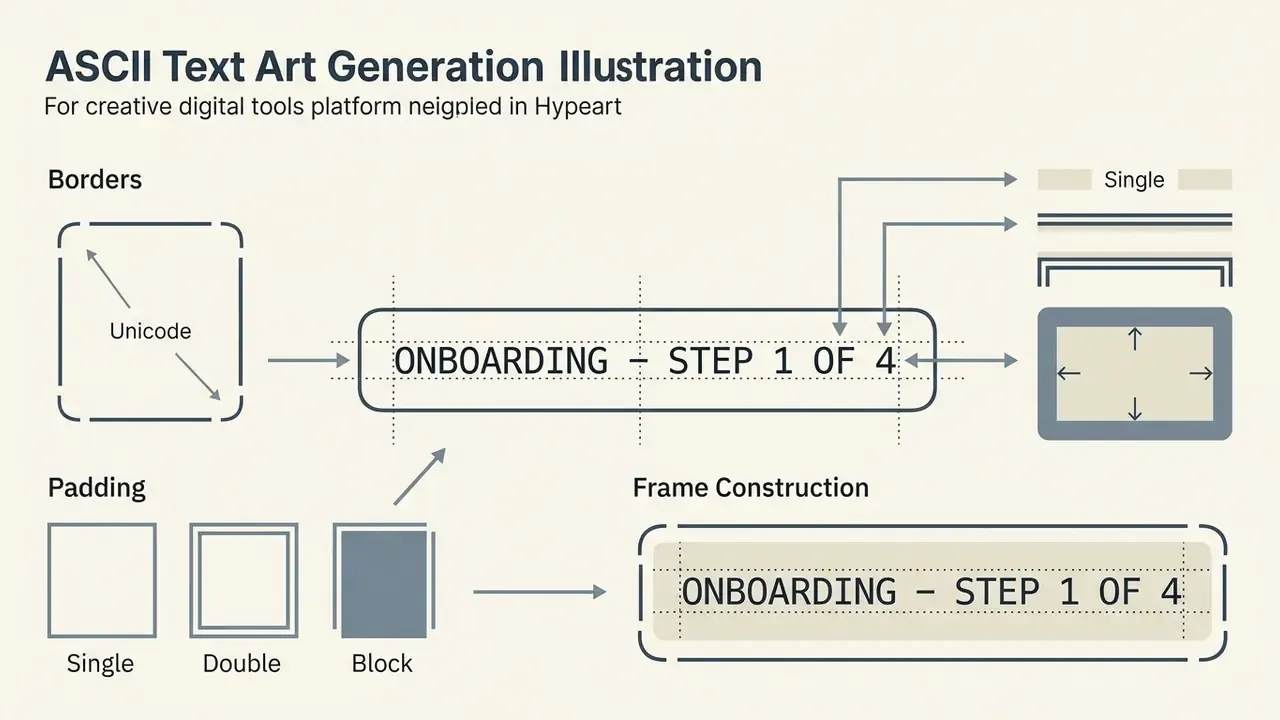 Visual guide showing how to apply various borders and padding styles to text frames for design layouts