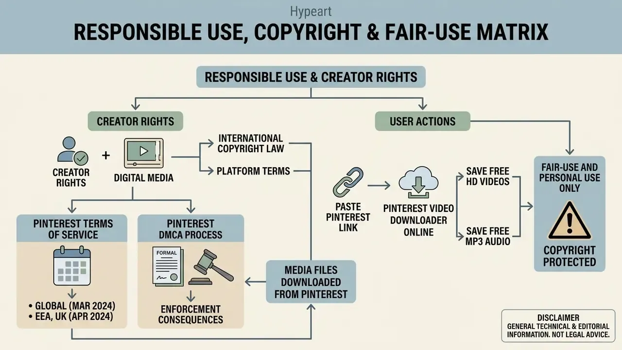 Diagram mapping creator rights and user actions regarding copyright law and platform terms of service