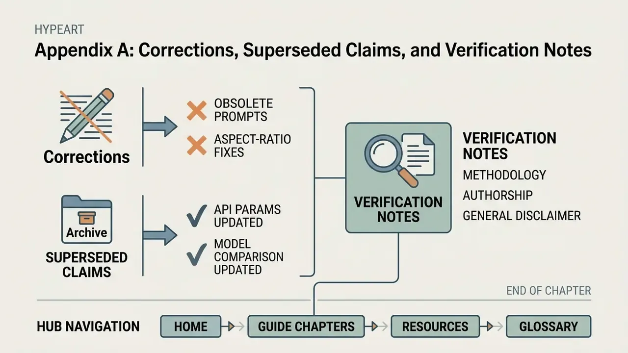 Summary of corrections, superseded claims, and verification notes with a navigation bar for the chapter