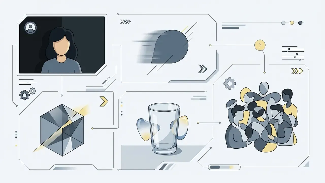 Icons showing challenges like dark hair, motion blur, transparent glass, and crowded multi-subject scenes