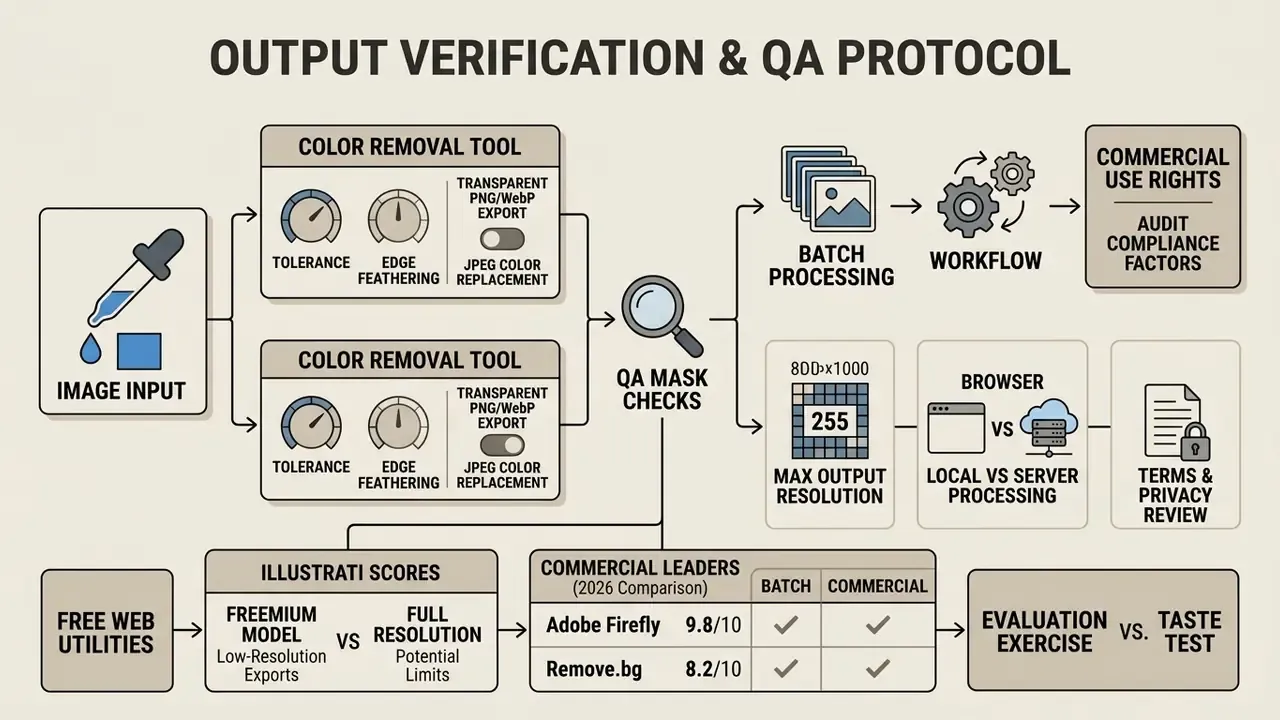 Flowchart outlining the quality assurance steps for evaluating a color remover tool for professional use