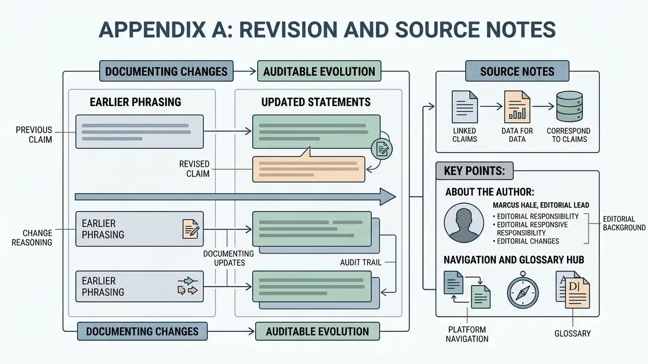 Flowchart mapping the process of documenting claim revisions alongside author and glossary information