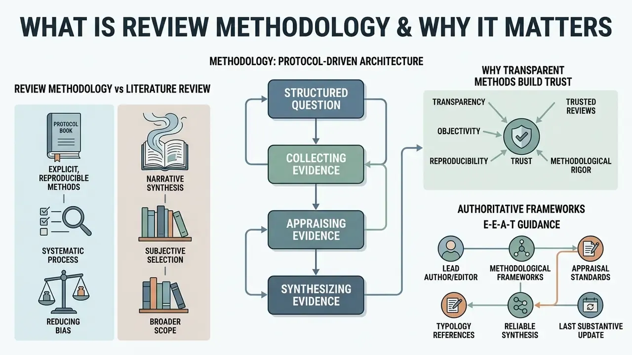 Infographic showing a protocol-driven process for evidence collection and E-E-A-T framework standards