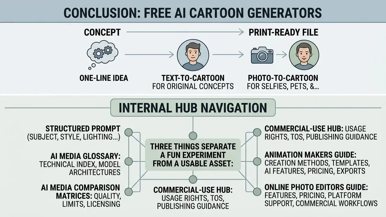 Diagram showing the path from concept to print-ready file and a network of essential creative resources