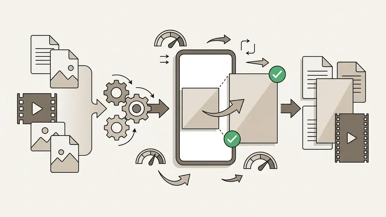 Media files passing through gears to be resized and formatted for mobile device screens
