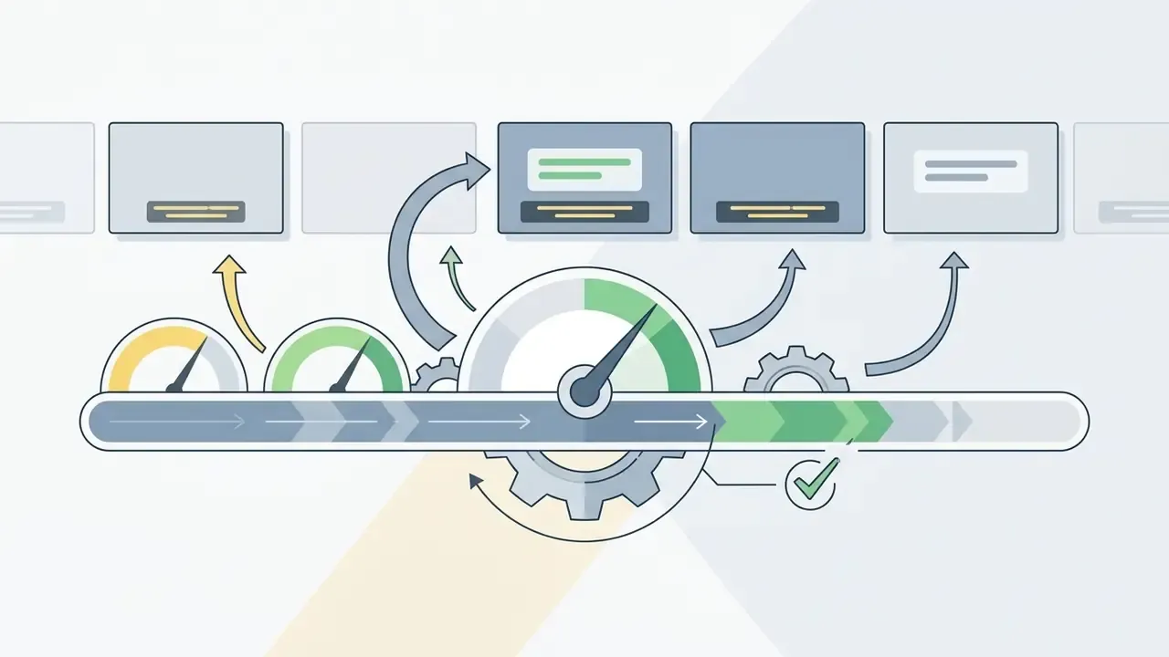 Speedometers and gears controlling the timing of text segments appearing in a sequence of video frames