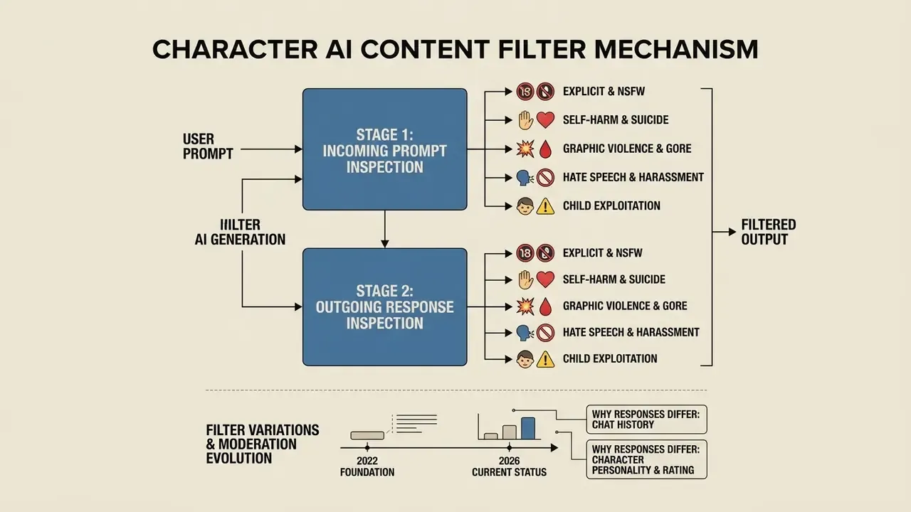 Diagram detailing the dual-stage safety pipeline that scans prompts and responses for restricted content