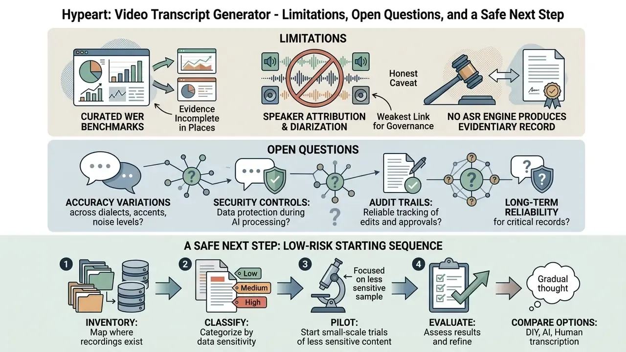 Three-part guide outlining technical limitations, open questions, and a low-risk implementation sequence