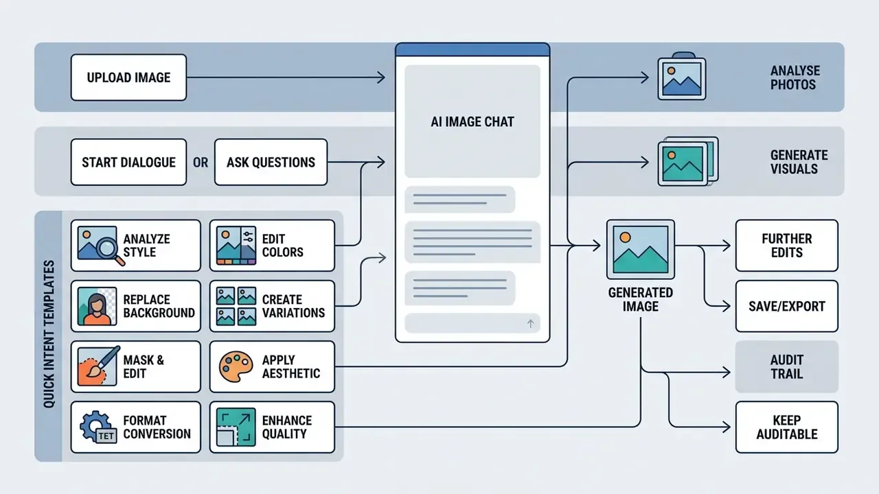 Diagram showing the two-vector architecture of AI Image Chat with input templates and output workflows