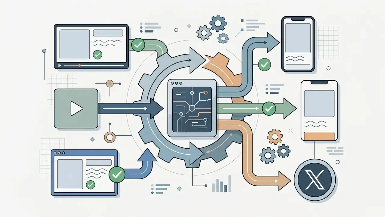 Central processor gear distributing video content to multiple mobile and social media platforms