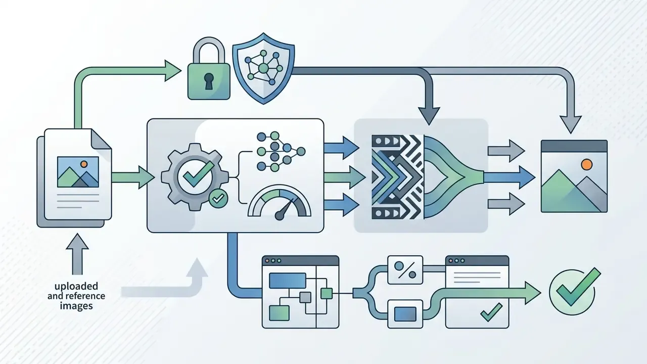 System showing file hashing, secure processing, and data verification steps for digital assets
