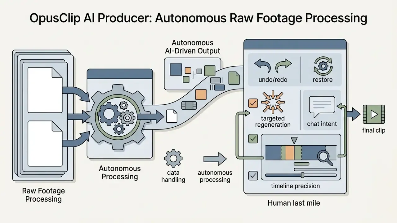 Automated pipeline converting raw footage into clips with human-controlled editing and regeneration