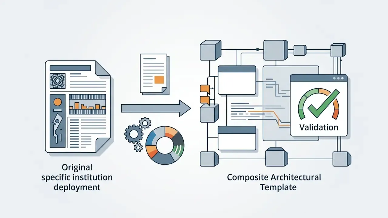 Transition from a single institution deployment to a composite architectural template with validation