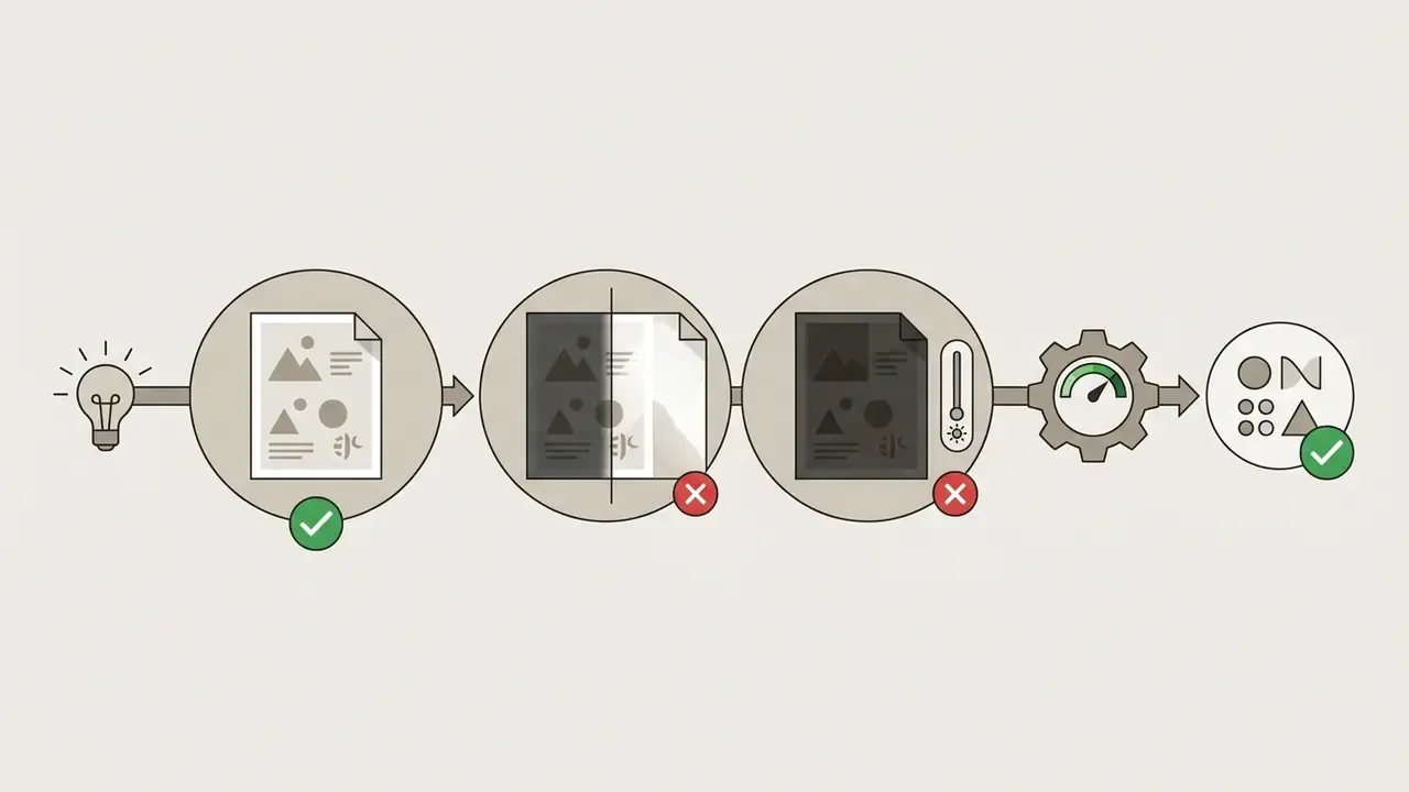 Sequence showing good lighting versus poor contrast and underexposure leading to data processing