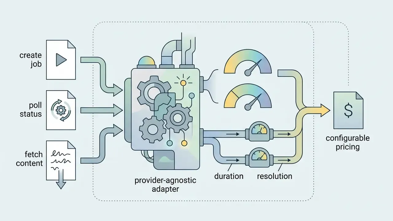 Document tasks feeding into a central gear mechanism that outputs data to gauges and a pricing document