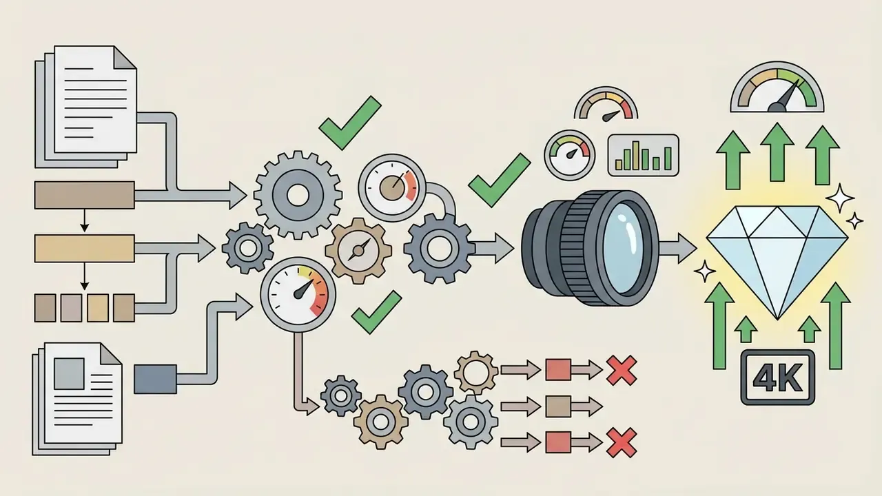 System of gears and gauges processing text inputs into a high resolution diamond icon