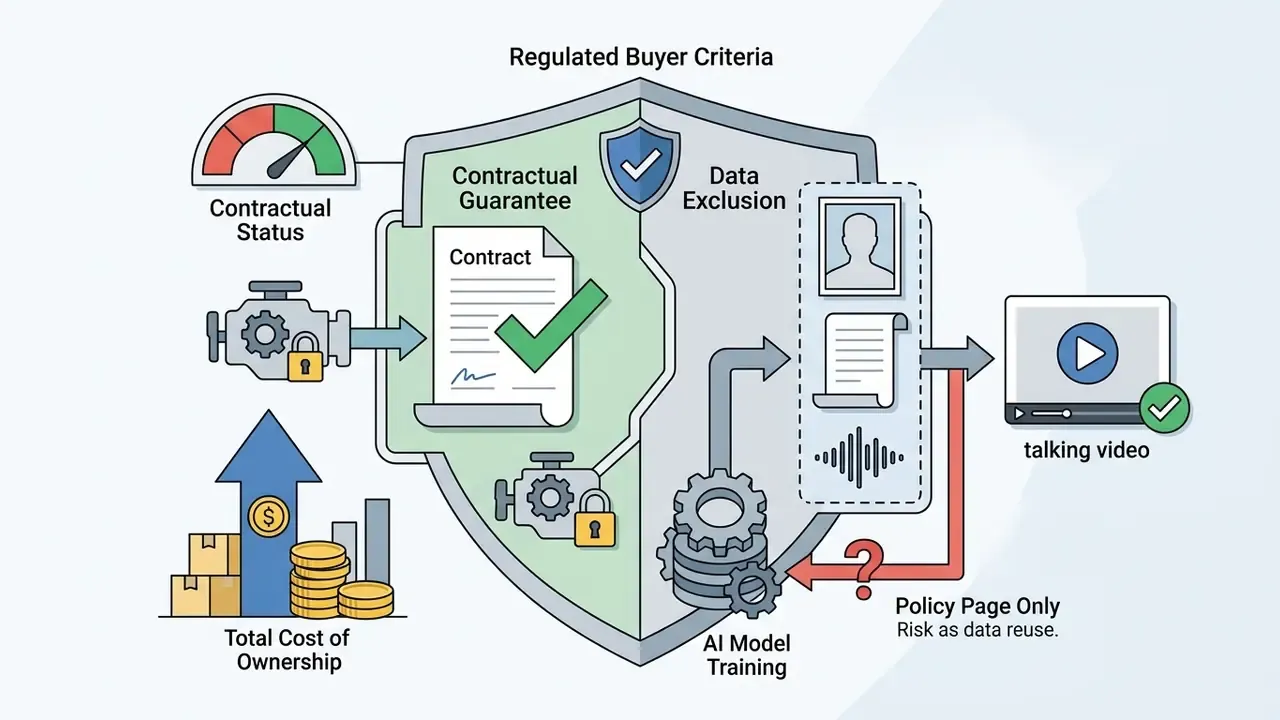 Shield graphic comparing contractual data protection against risks of AI model training for media