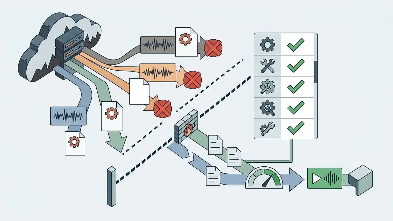 Cloud server data streams being blocked or permitted through a firewall based on an approved tool list