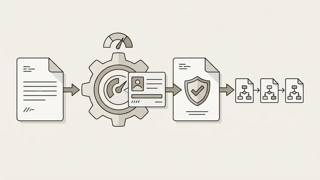 Document feeding into a gear-driven processing hub with identity credentials to produce verified files