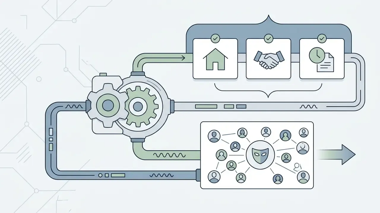 Central gear mechanism splitting a single technology into private link-based calls and anonymous matching