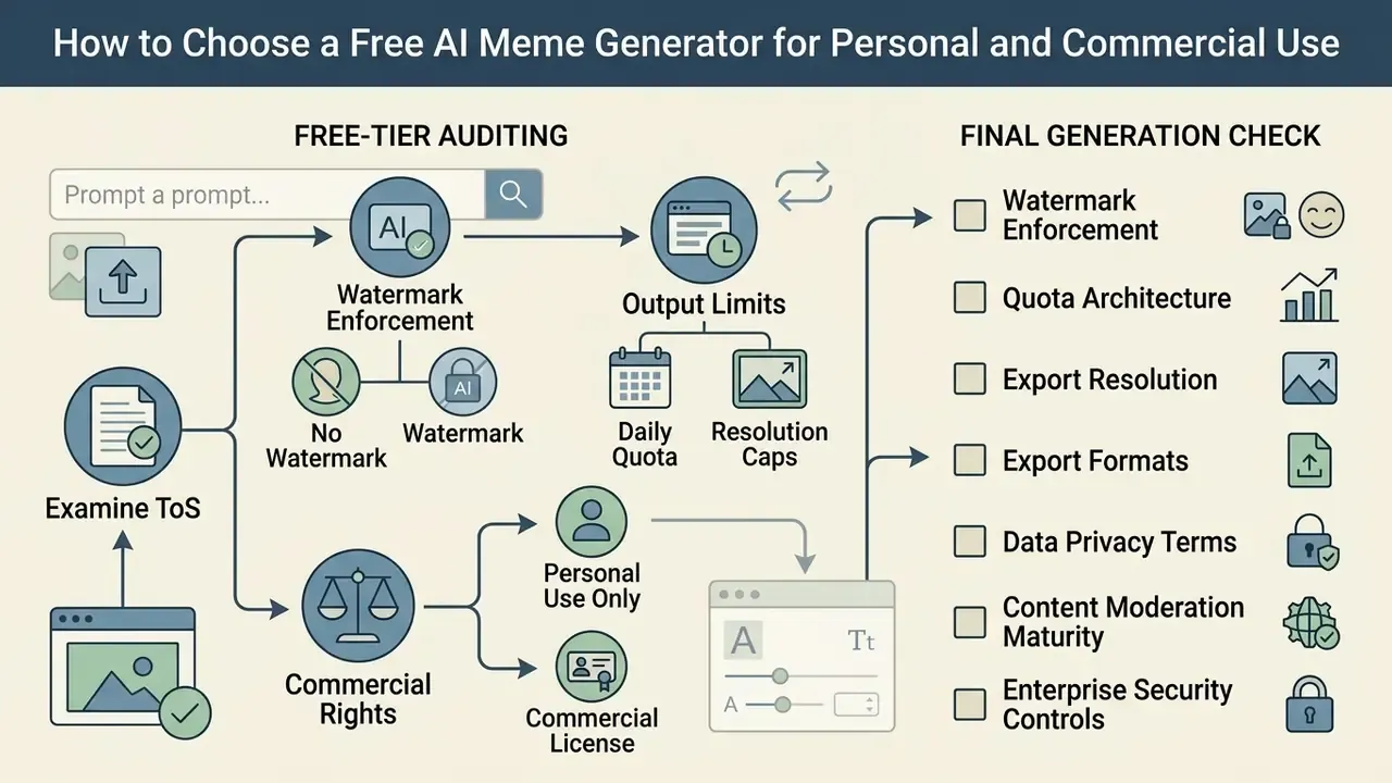 Flowchart outlining the evaluation process for terms of service, output limits, and usage rights