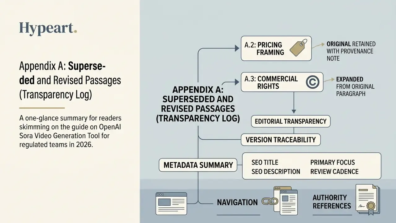 Infographic mapping the transparency log structure for documentation on the OpenAI Sora video generation tool
