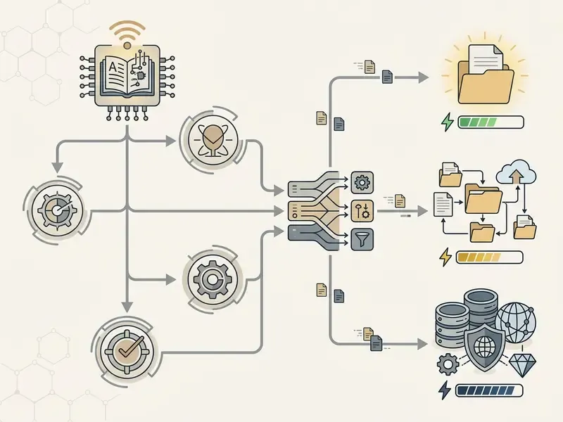 Diagram showing user quiz inputs routed through processing nodes to tiered storage and subscription levels