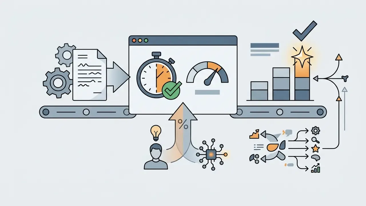 Human and AI collaboration represented as a process boosting productivity and output quality