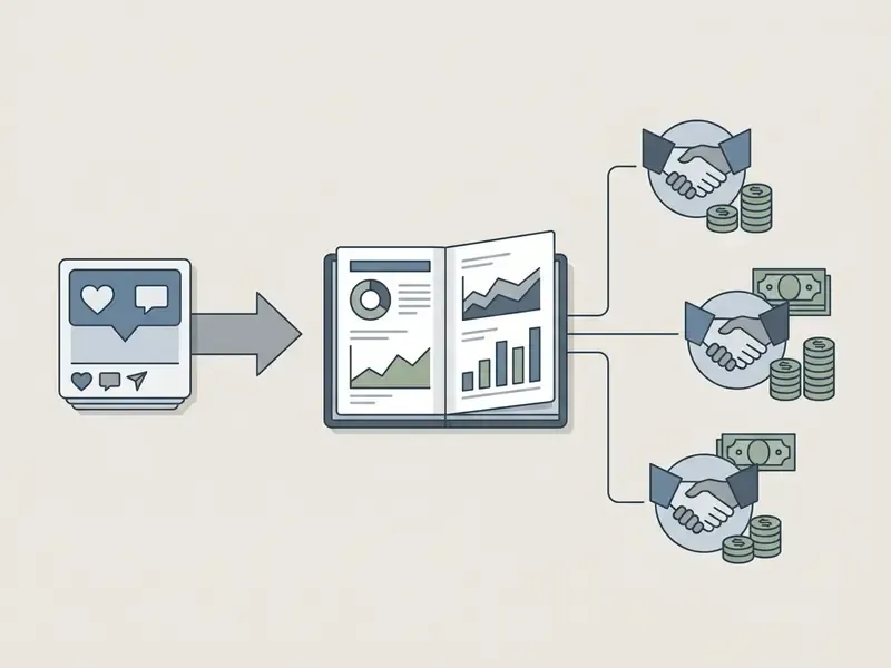 Social media data flowing into a professional media kit to secure multiple brand partnership deals