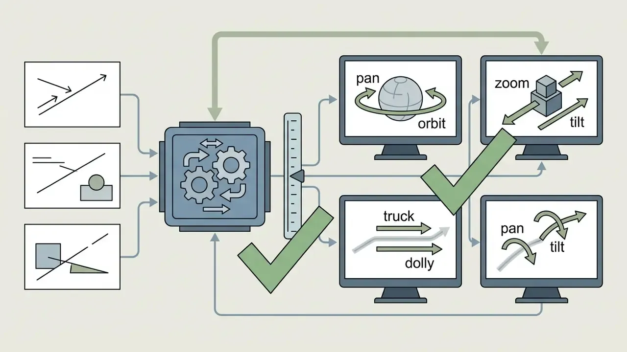 System processing camera movement commands for an image to video AI generator with verified outputs