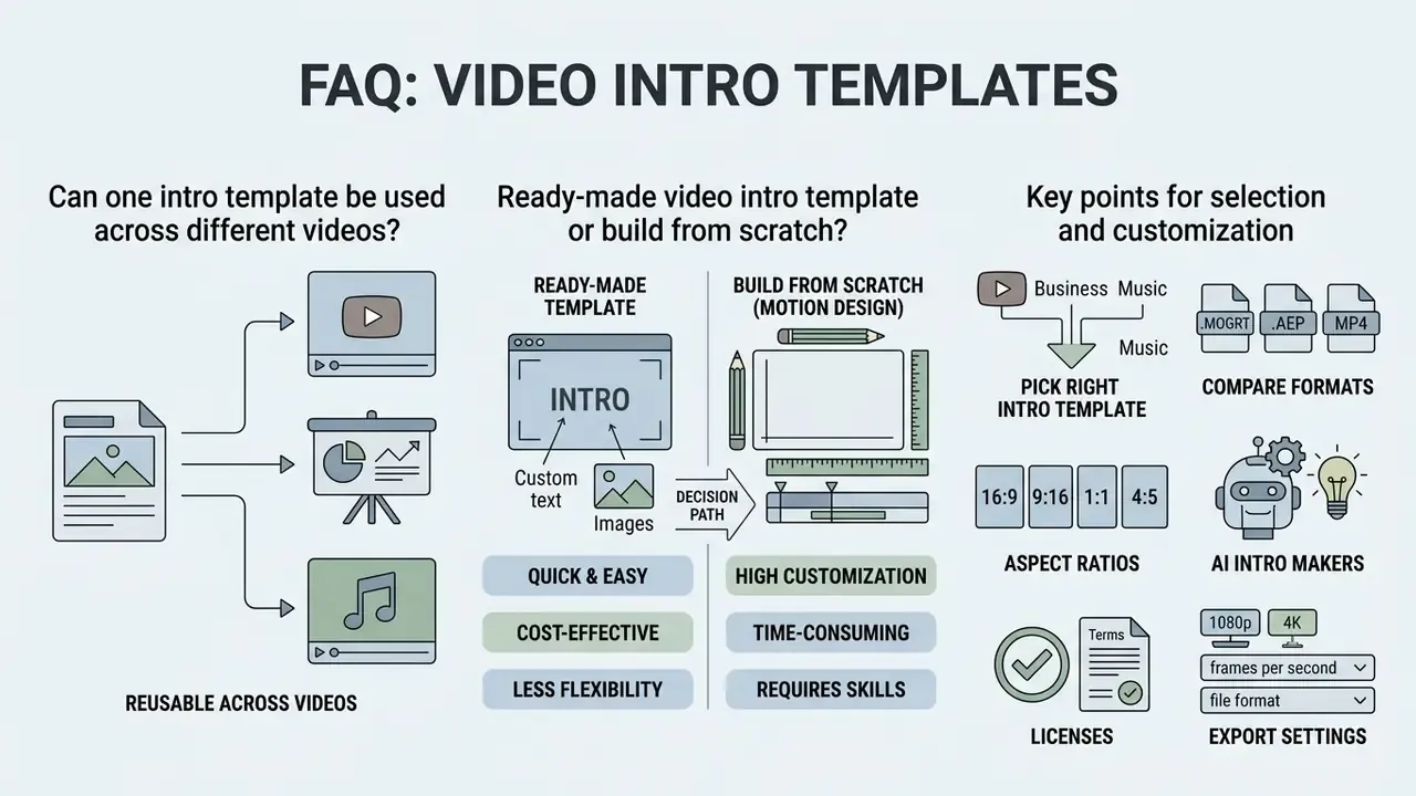Infographic comparing ready-made versus custom motion design and listing key selection considerations