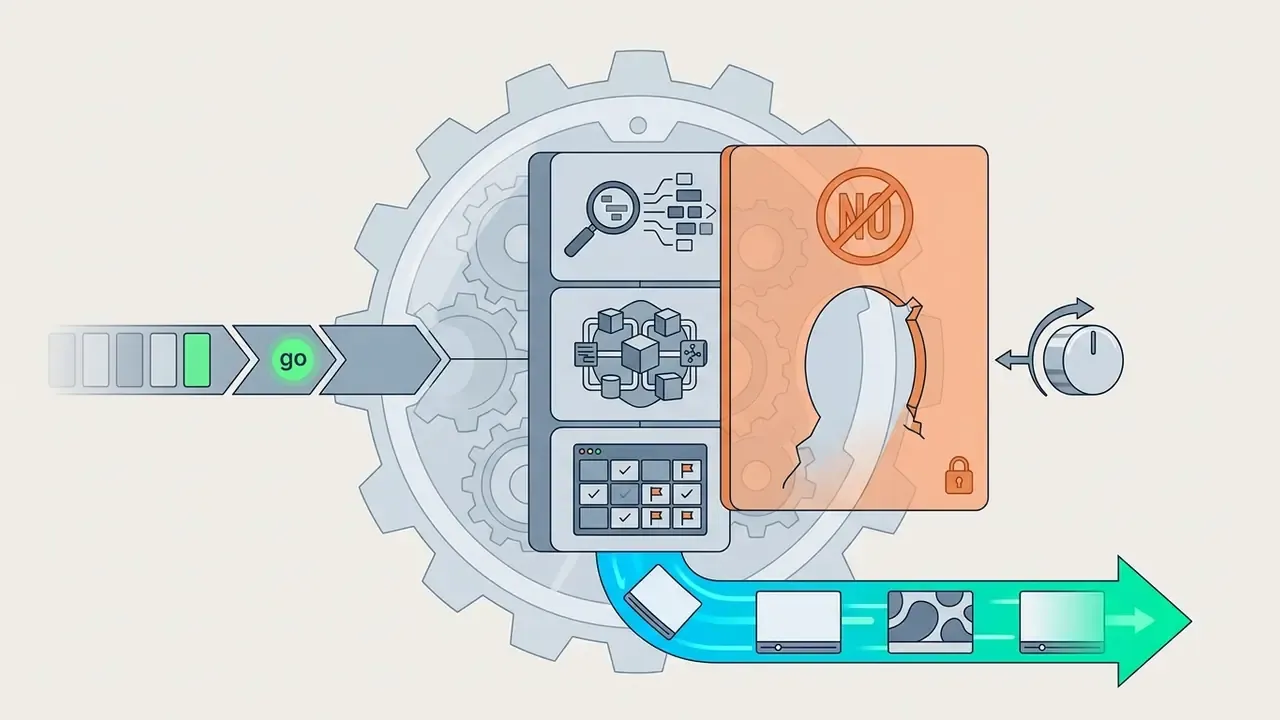 Diagram showing moderation layers in an AI video generator being bypassed by a control dial