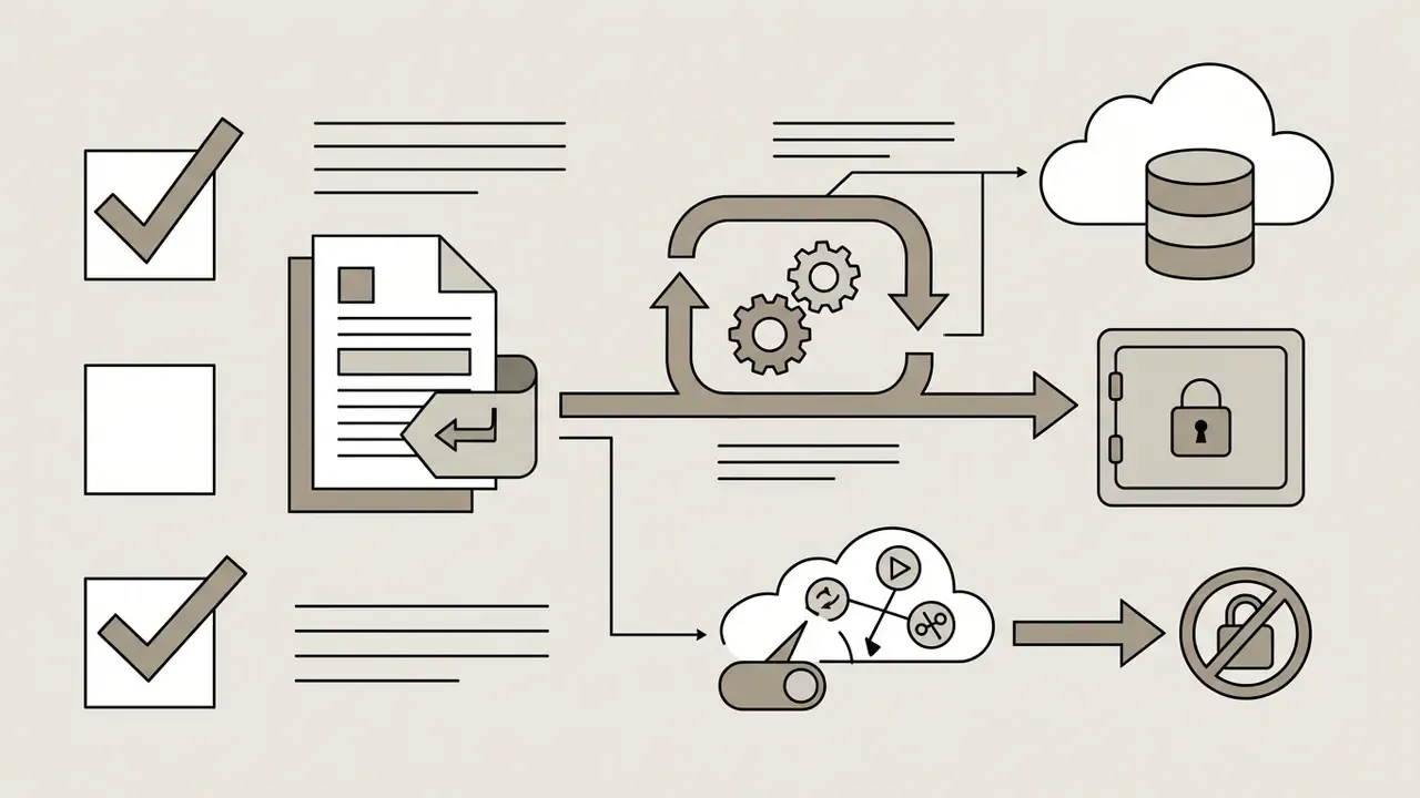 Document processing flow showing data storage in a secure vault versus exclusion from public model training