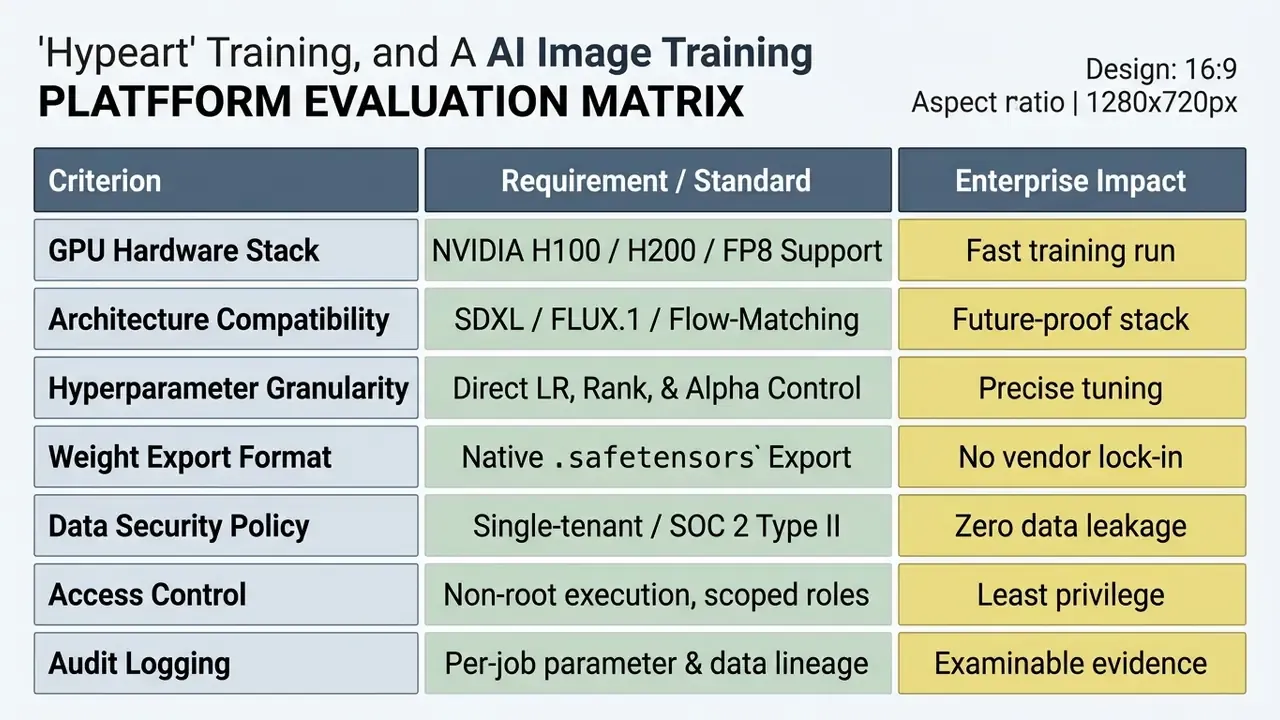 Grid listing technical evaluation criteria, industry standards, and resulting enterprise impacts