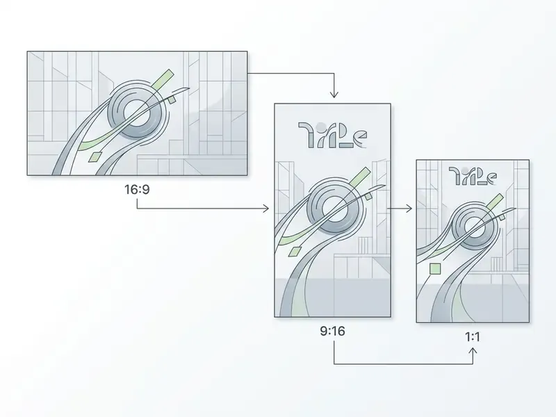 Reframing a wide 16:9 animation into vertical 9:16 and square 1:1 formats for social media