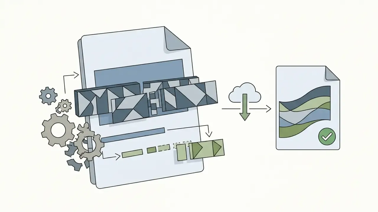 Gears processing fragmented media tracks into a single unified file via a cloud download service