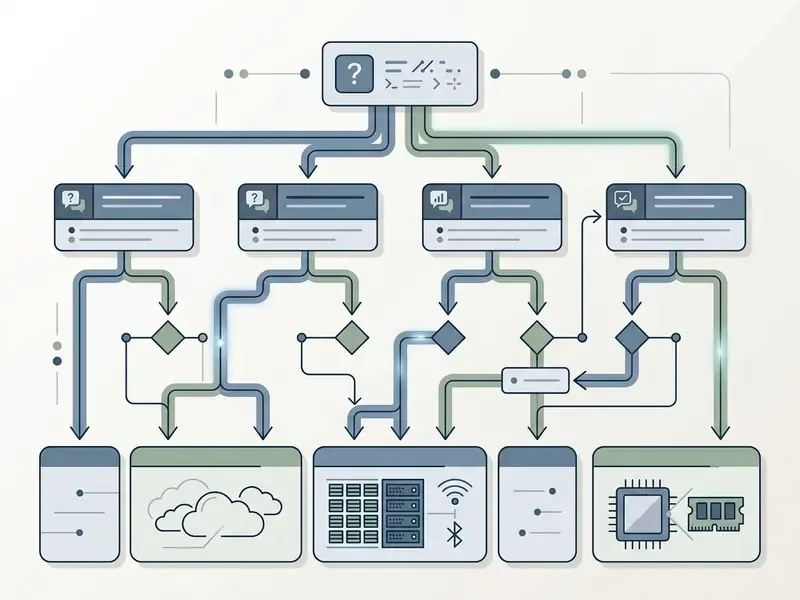 Decision flow chart guiding users to select an AI service based on their specific needs and requirements