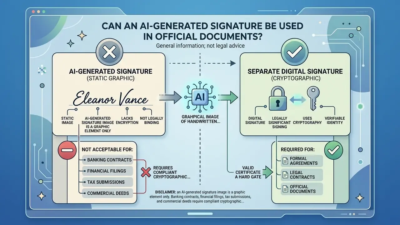 Comparison of static graphic signatures versus cryptographic digital signatures for official document use