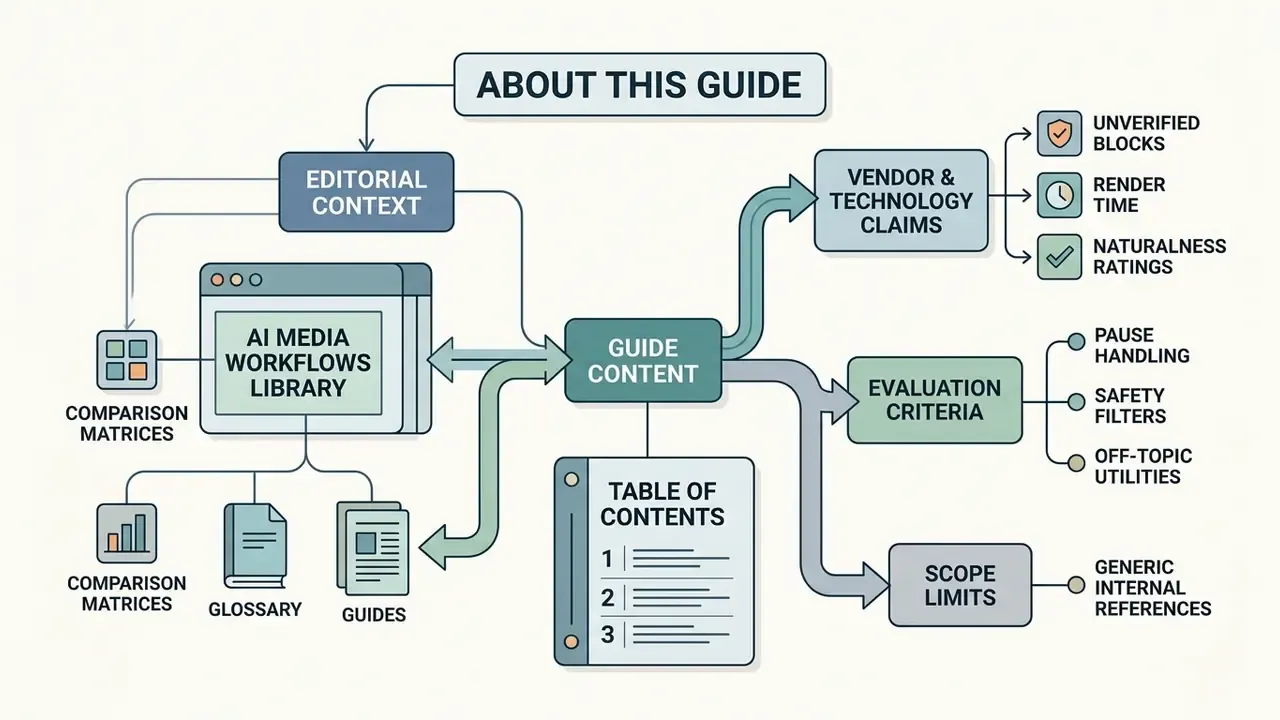 Flowchart mapping the organizational structure and content categories of the AI Media Workflows library