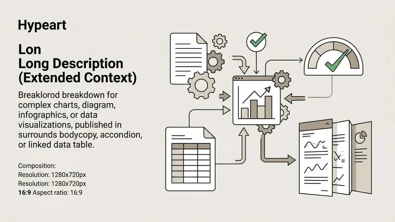 Document and data processing flow using gears to analyze complex charts for extended text descriptions
