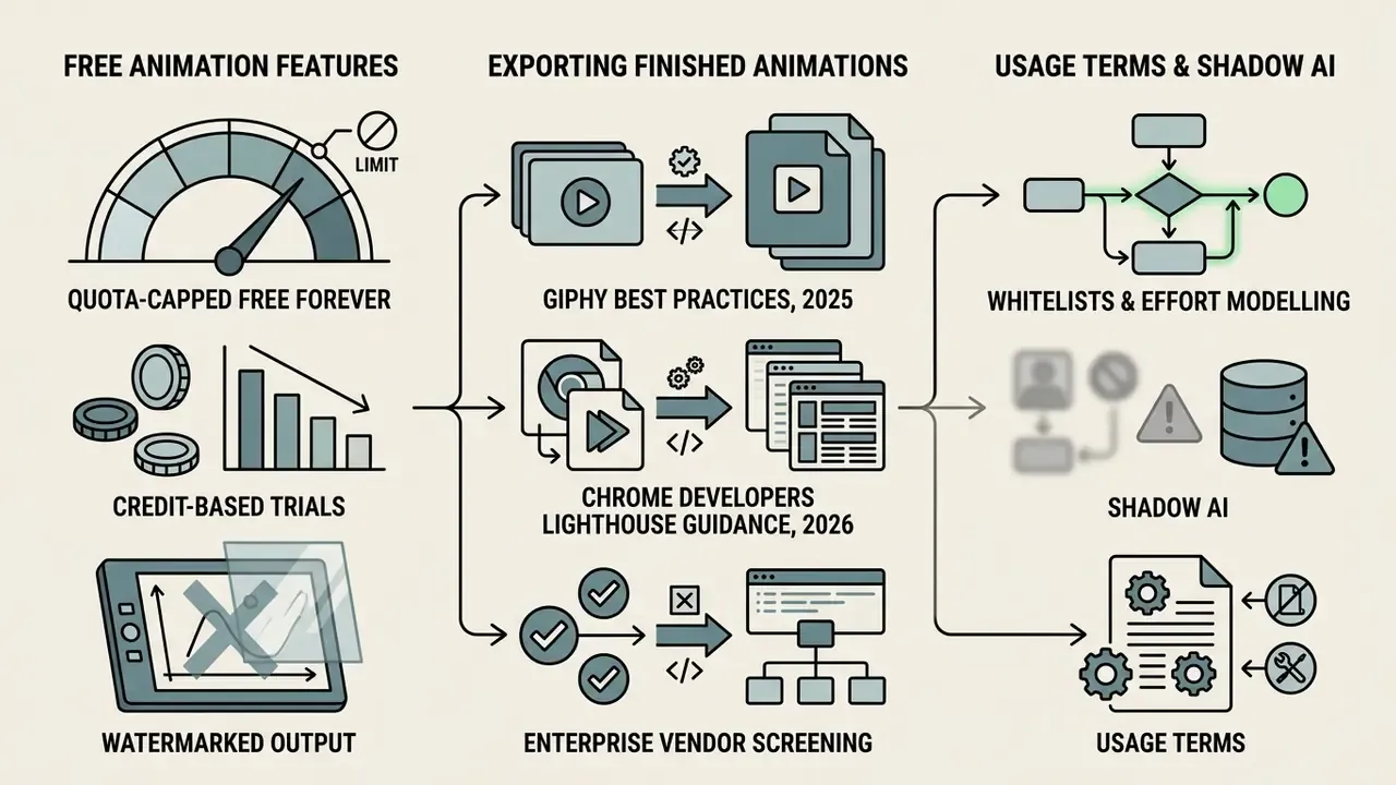 Diagram showing free feature tiers, export standards, and enterprise compliance workflows