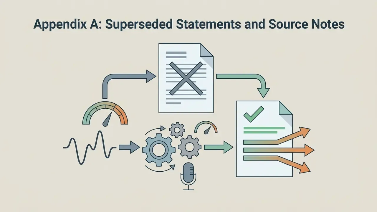 Crossed out document leading to a gear mechanism, microphone, and a finalized document with branching arrows