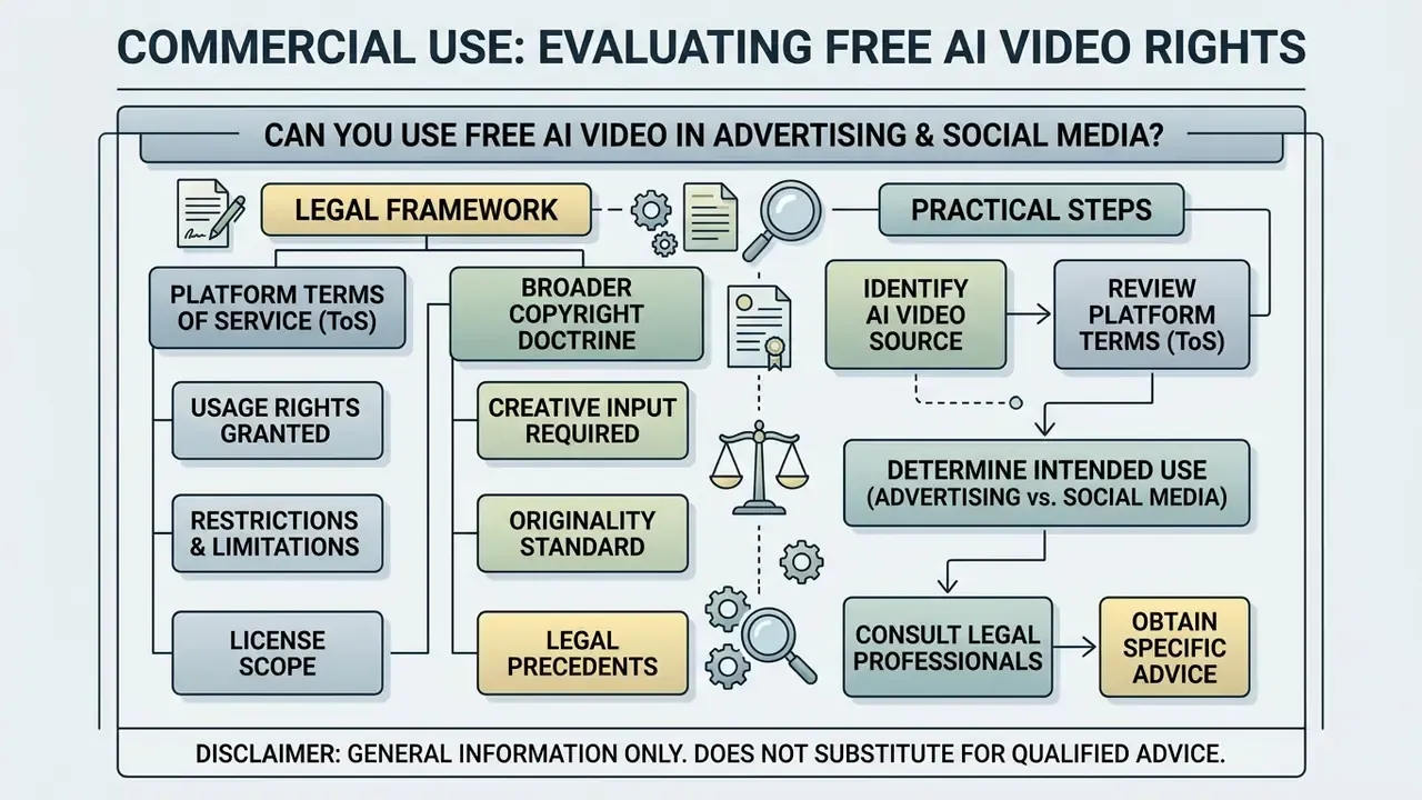 Decision tree mapping legal frameworks and practical steps for determining commercial video rights