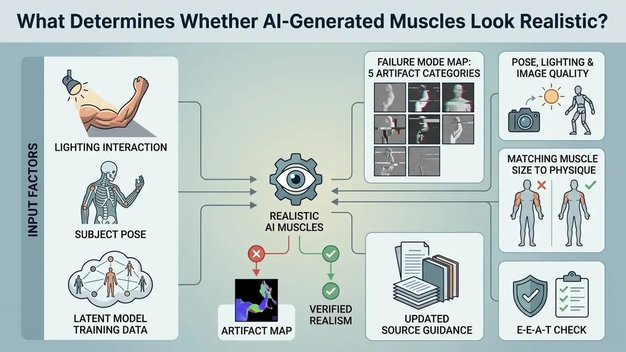 Diagram mapping input factors and quality checks for achieving anatomical accuracy in digital physique