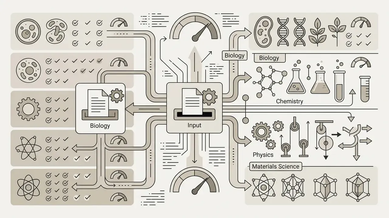 Central processing hub routing academic input documents to specific subject modules for AI analysis