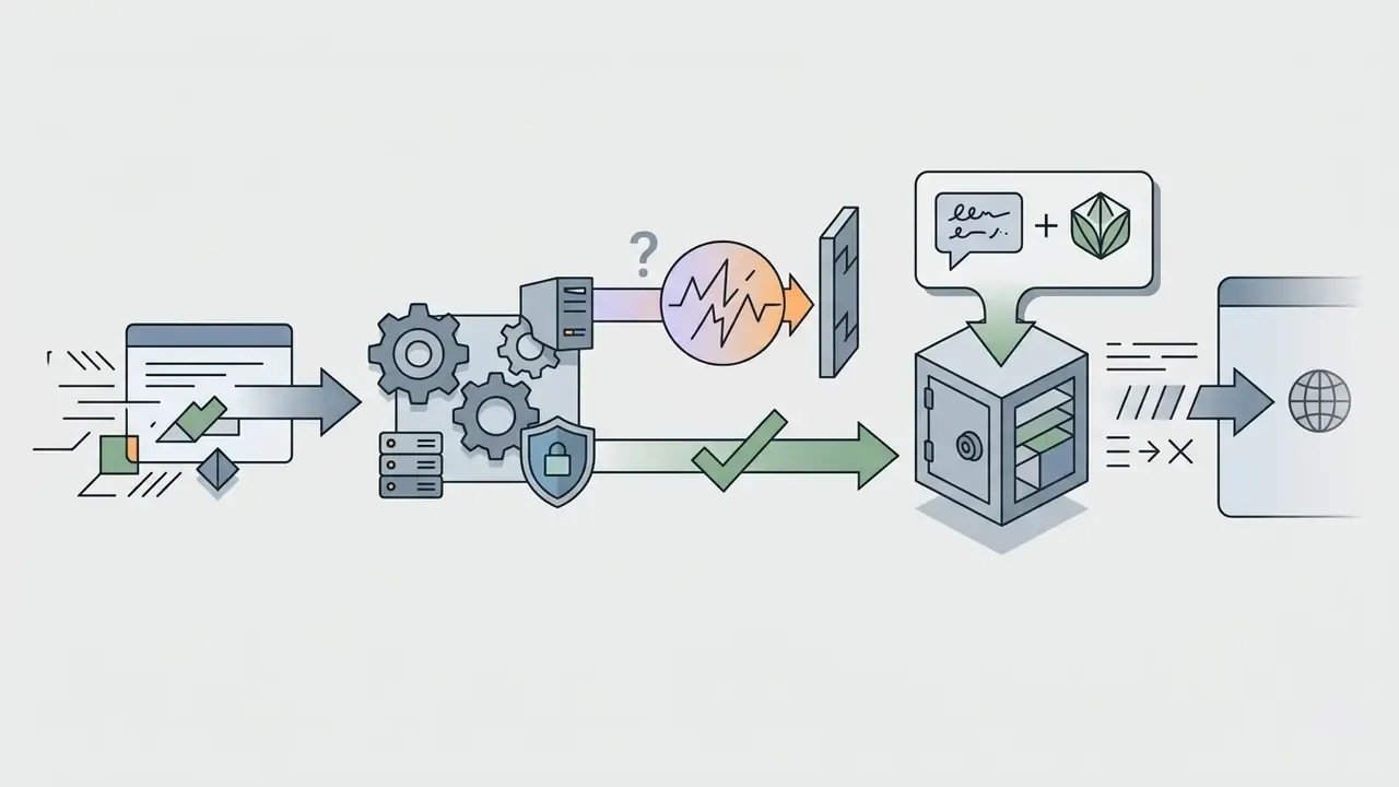 Document inputs passing through gears and a security shield into a storage vault for external publication