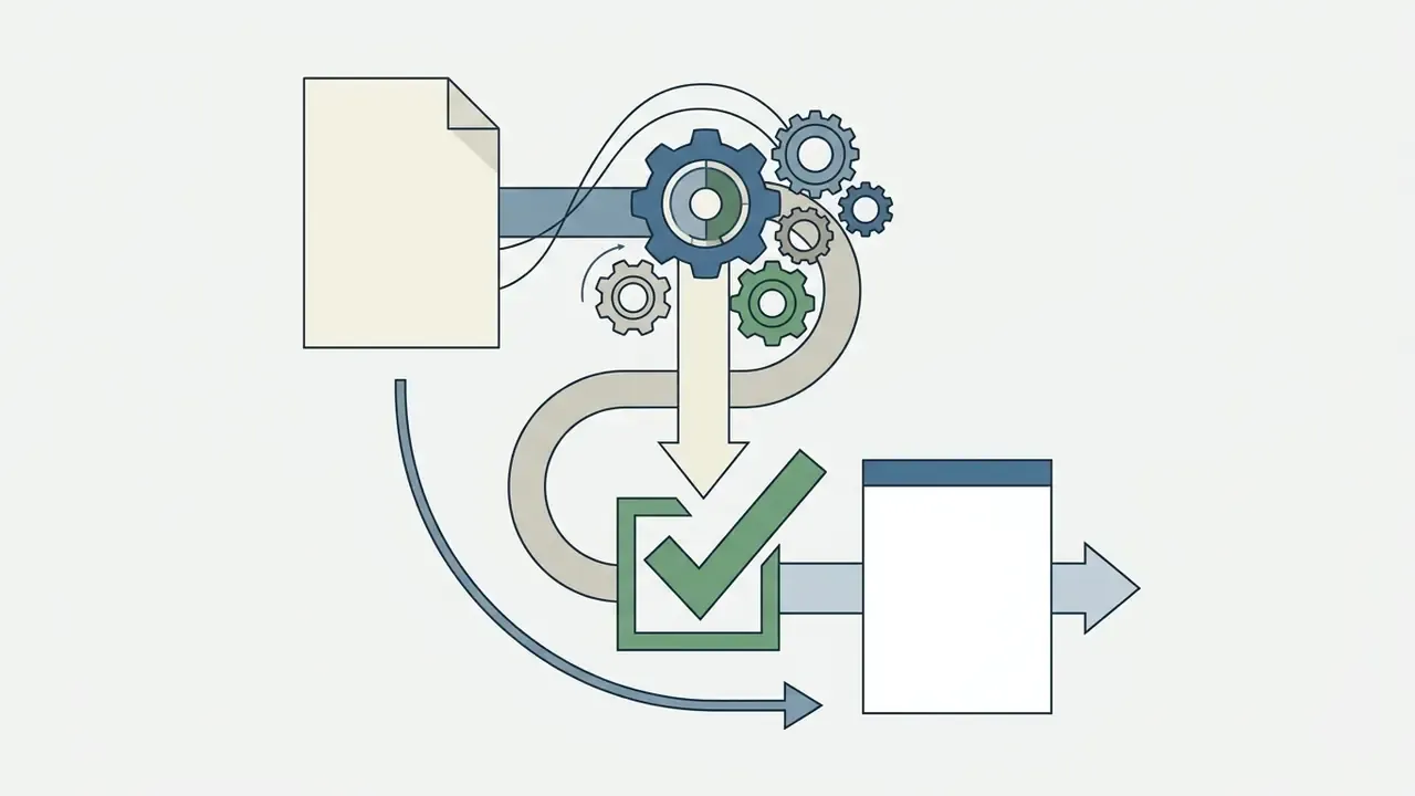 Document feeding into a gear mechanism that processes information into a verified output for an AI homework helper