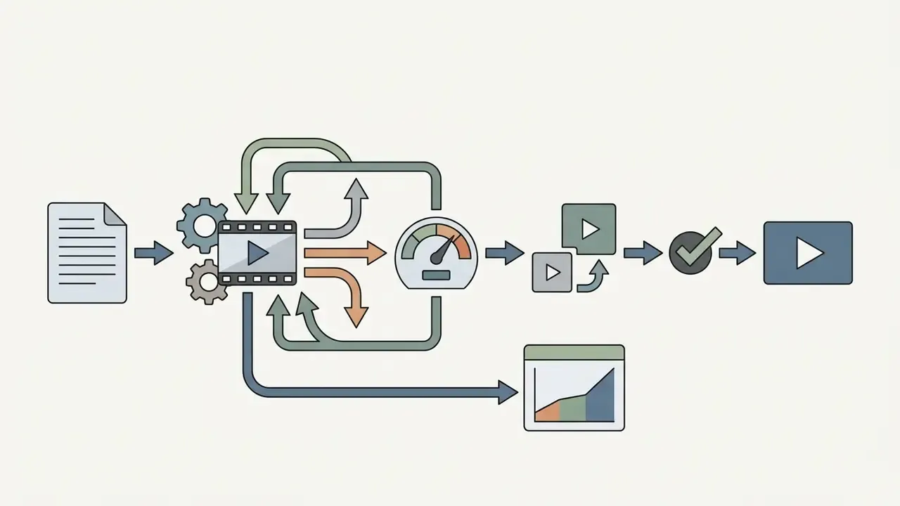Document feeding into a processor with gears to generate video clips, performance metrics, and cost data