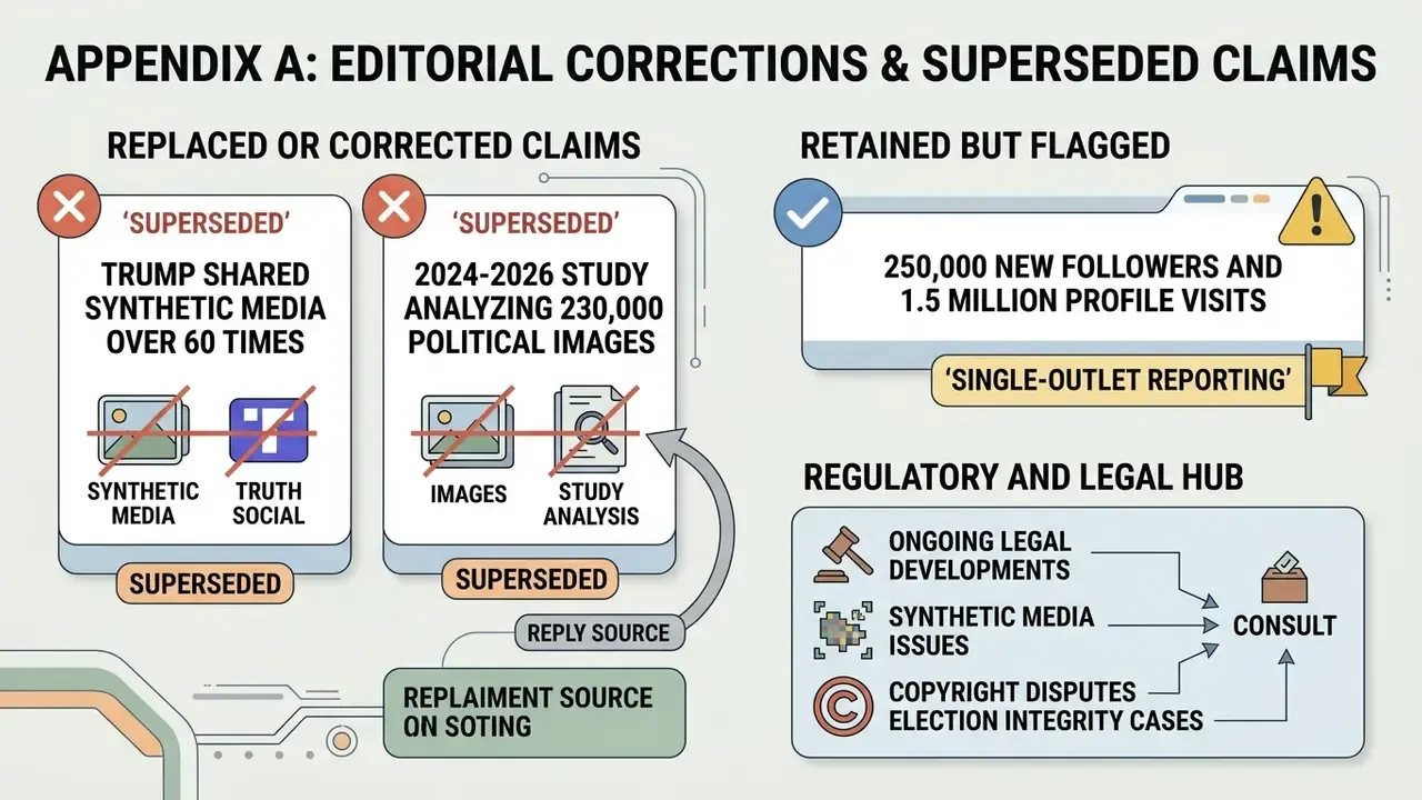 Chart categorizing superseded political claims alongside flagged data and a legal consultation workflow